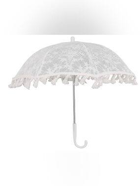White Lace Tassel Parasol Umbrella